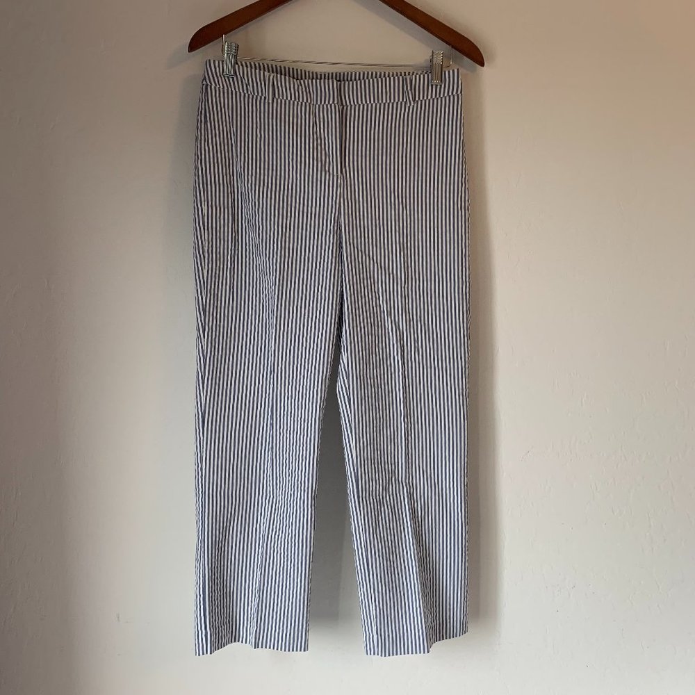 Adrienne Vittadini Seersucker Light Blue & White Stripped Pants NWOT